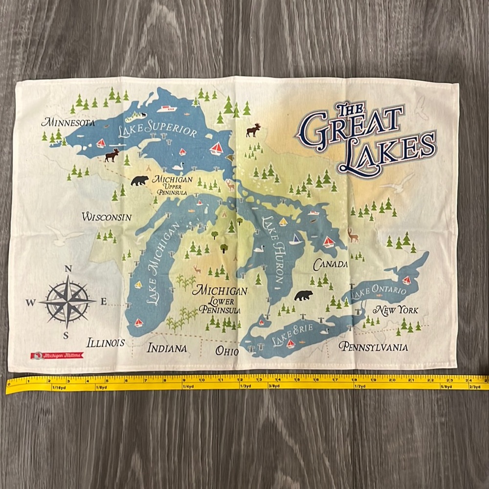 Michigan tea towel/ decorative fabric illustration